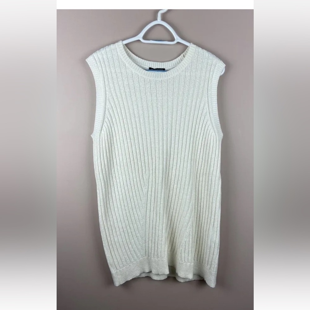 EILEEN FISHER | white large knit sleeveless pullover sweater